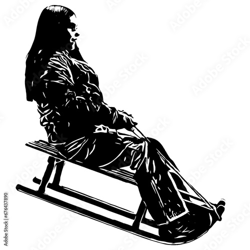 girl on a sled vector