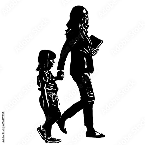 silhouette of a woman with a child