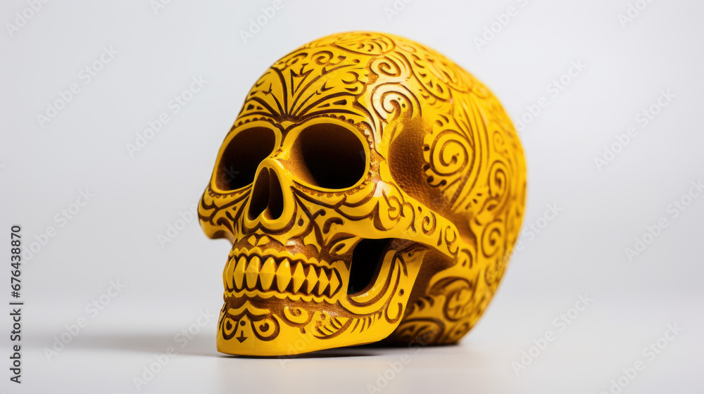 Typical Mexican skull painted isolated on background. Panorama view. Dia de los muertos. Typical Mexican skull painted isolated on background. Panorama view. Dia de los muertos.