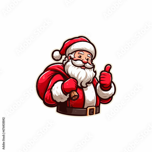 Cute Cartoon Vector illustration of happy smiling santa claus giving thumbsup, cartoon Santa Claus logo, santa claus giving thumbsup vector