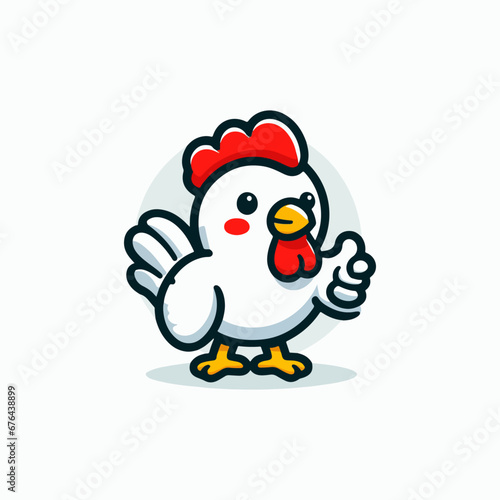 cartoon vector cute chicken giving thumbs up cartoon vector icon illustration. cute chicken logo, Cute Chicken Thumbs Up Icon © Shahzil