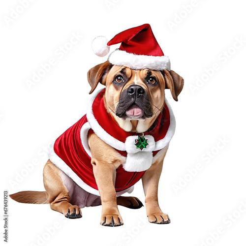Jack Russell Terrier in Santa Clause Dress, Santa Dog - Generative AI © Shivart