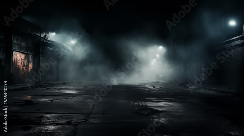 Dark empty scary night street