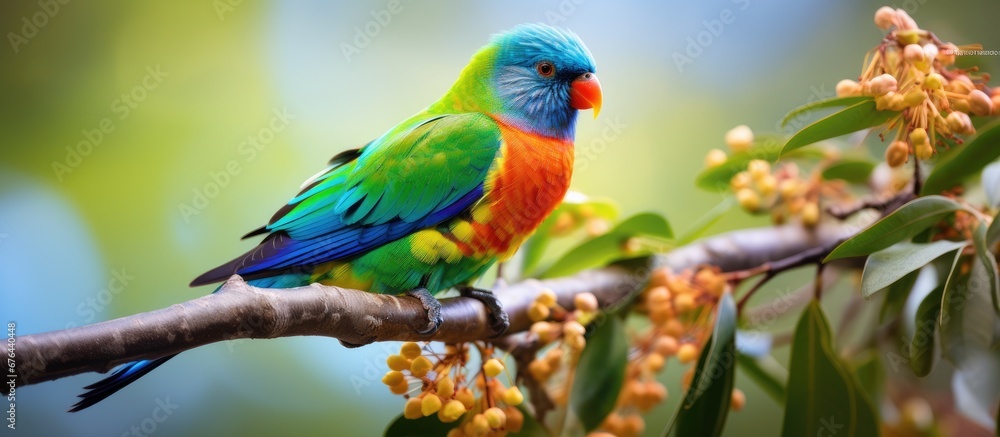 In the beautiful natural background of Australia s tropical paradise a cute and colorful bird with a yellow beak stood out among the greenery showcasing the mesmerizing diversity of wildlife In the beautiful natural background of Australia s tropical paradise a cute and colorful bird with a yellow beak stood out among the greenery showcasing the mesmerizing diversity of wildlife