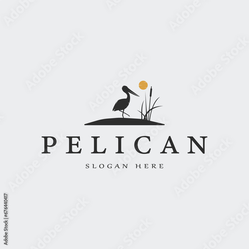 pelican bird logo vintage vector illustration template icon graphic design