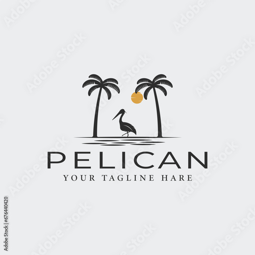 pelican bird logo vintage vector illustration template icon graphic design