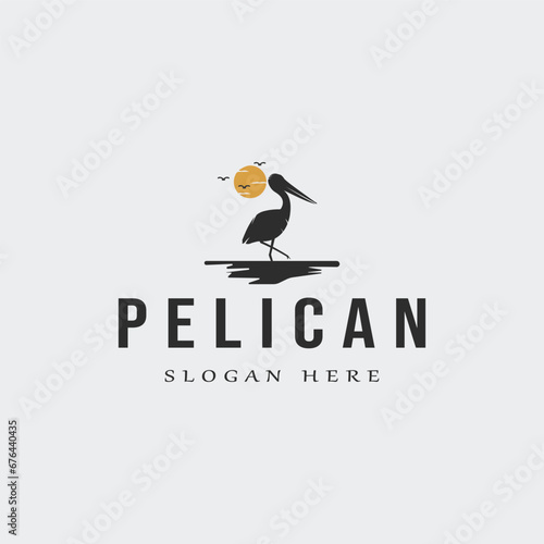 pelican bird logo vintage vector illustration template icon graphic design