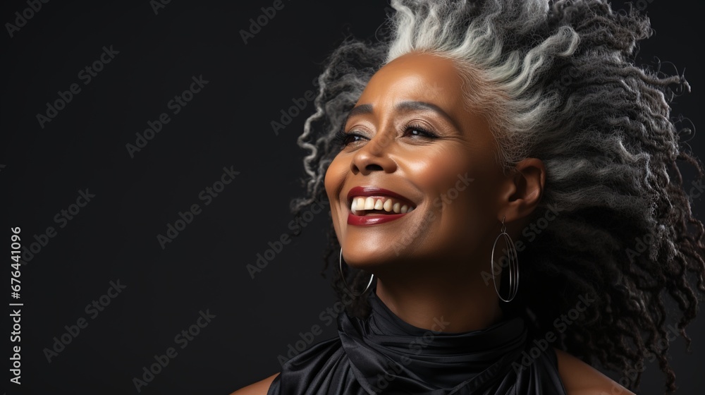 African Female in mid 50s with perfect skin, beauty product marketing African Female in mid 50s with perfect skin, beauty product marketing
