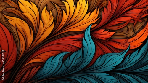 Abstract swirls in shape of colorful leaves for background wallpaper, autumn painting, decorative design