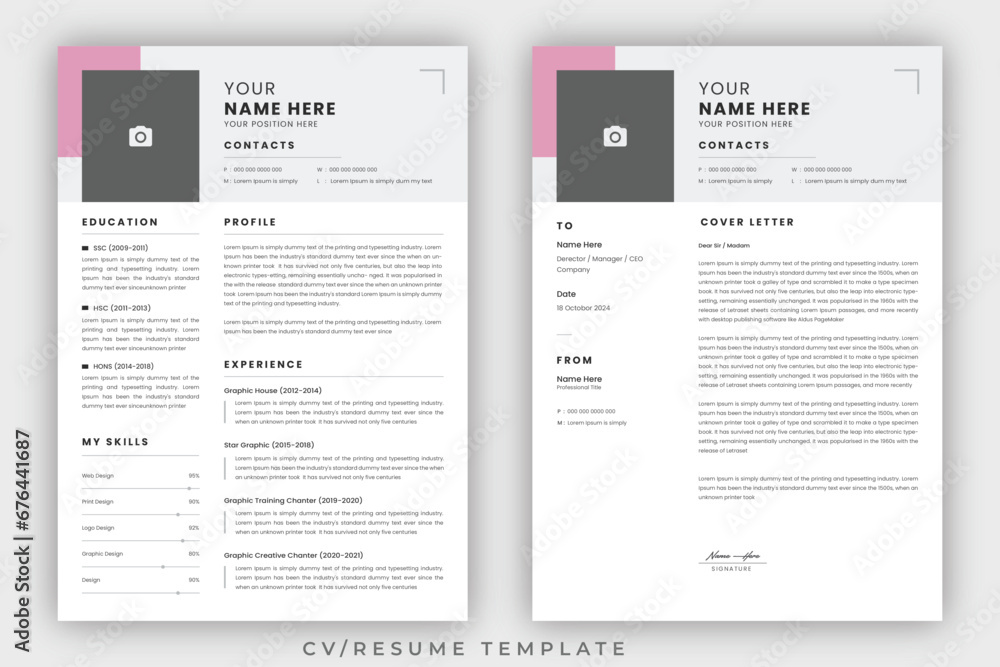 Clean Modern Resume Layout Vector Template for Business Job Applications, Minimalist resume cv template, Resume design template, cv design, multipurpose resume design	 - obrazy, fototapety, plakaty 