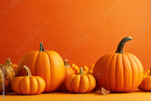 Pumpkin on an orange background. Halloween