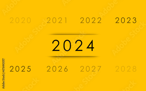 Happy new year 2024 design. With colorful truncated number illustrations. Premium vector design for poster, banner, greeting and new year 2024 celebration.