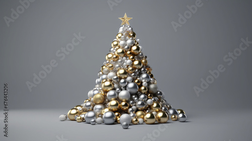 Un sapin de No  l fait de boule de No  l et d  coration. Fond pour conception et cr  ation graphique. Ambiance familiale  festive et hivernale.