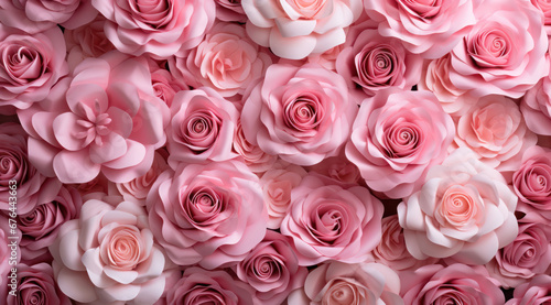 A wall of pink roses  floral wallpaper  Generative AI