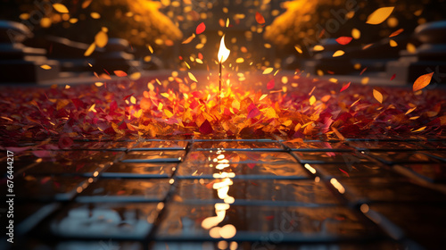 burning candles in the fireplace HD 8K wallpaper Stock Photographic Image  © AA