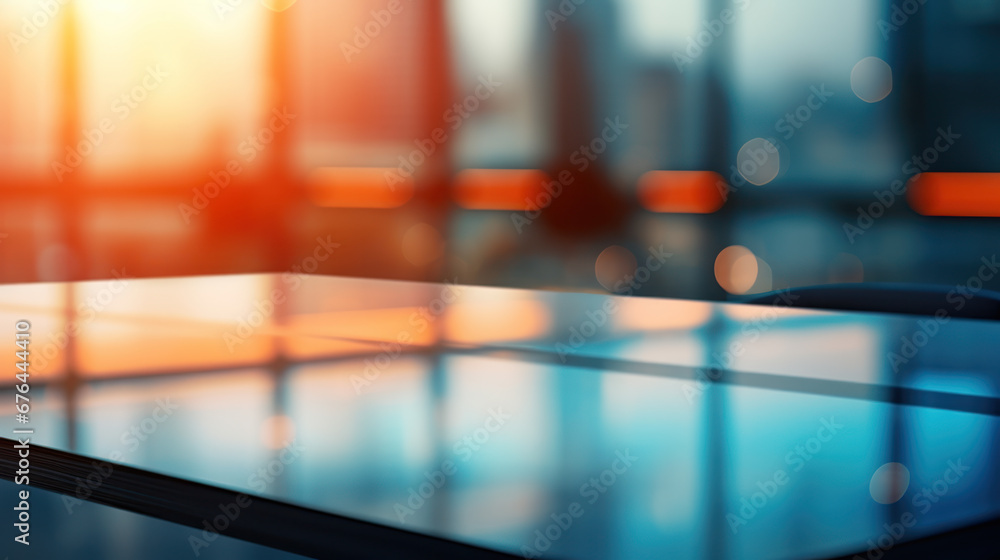 Bright Office Workspace with Sunlight and Bokeh