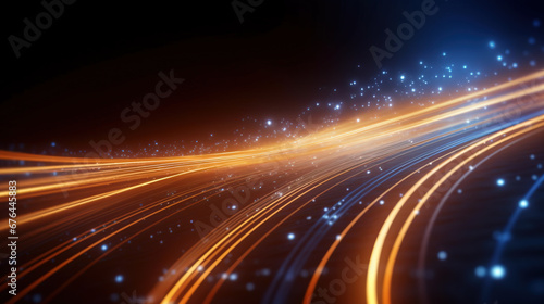 Abstract road with light in motion blur fast movement concept , internet data transfer speed background
