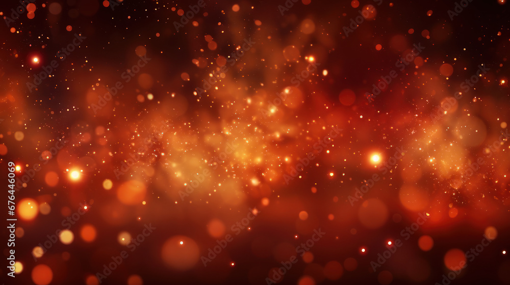 Maroon & Orange Fireworks Burst on Bokeh Background