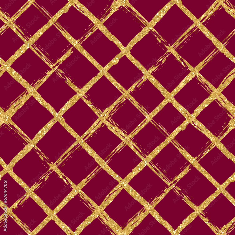 Naklejka premium Patchwork textile pattern. Seamless plaid design background. Merry Christmas cozy pattern.