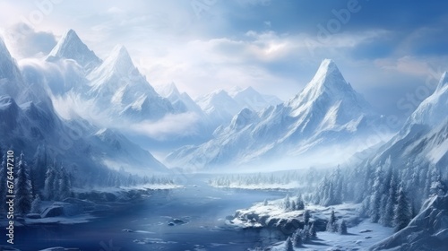 Wallpaper Mural Winter landscape with stunning views that hides its secret secrets and stories game art Torontodigital.ca