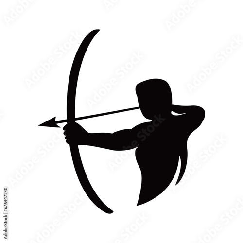 archer silhouette icon design. man and arrow sign and symbol. hunter vector illustration.