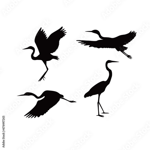 stork silhouette design. wild bird animal sign and symbol.