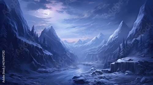 Winter landscape with stunning views that hides its secret secrets and stories game art