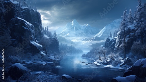 Winter landscape with stunning views that hides its secret secrets and stories game art © Damian Sobczyk
