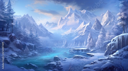 Winter landscape with stunning views that hides its secret secrets and stories game art © Damian Sobczyk