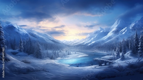 Winter landscape with stunning views that hides its secret secrets and stories game art