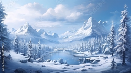 Winter landscape with stunning views that hides its secret secrets and stories game art