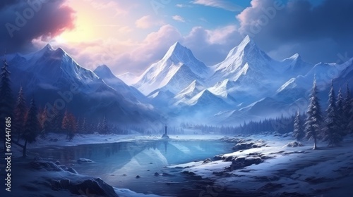 Winter landscape with stunning views that hides its secret secrets and stories game art