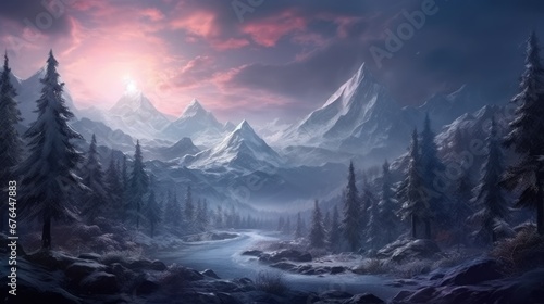 Winter landscape with stunning views that hides its secret secrets and stories game art