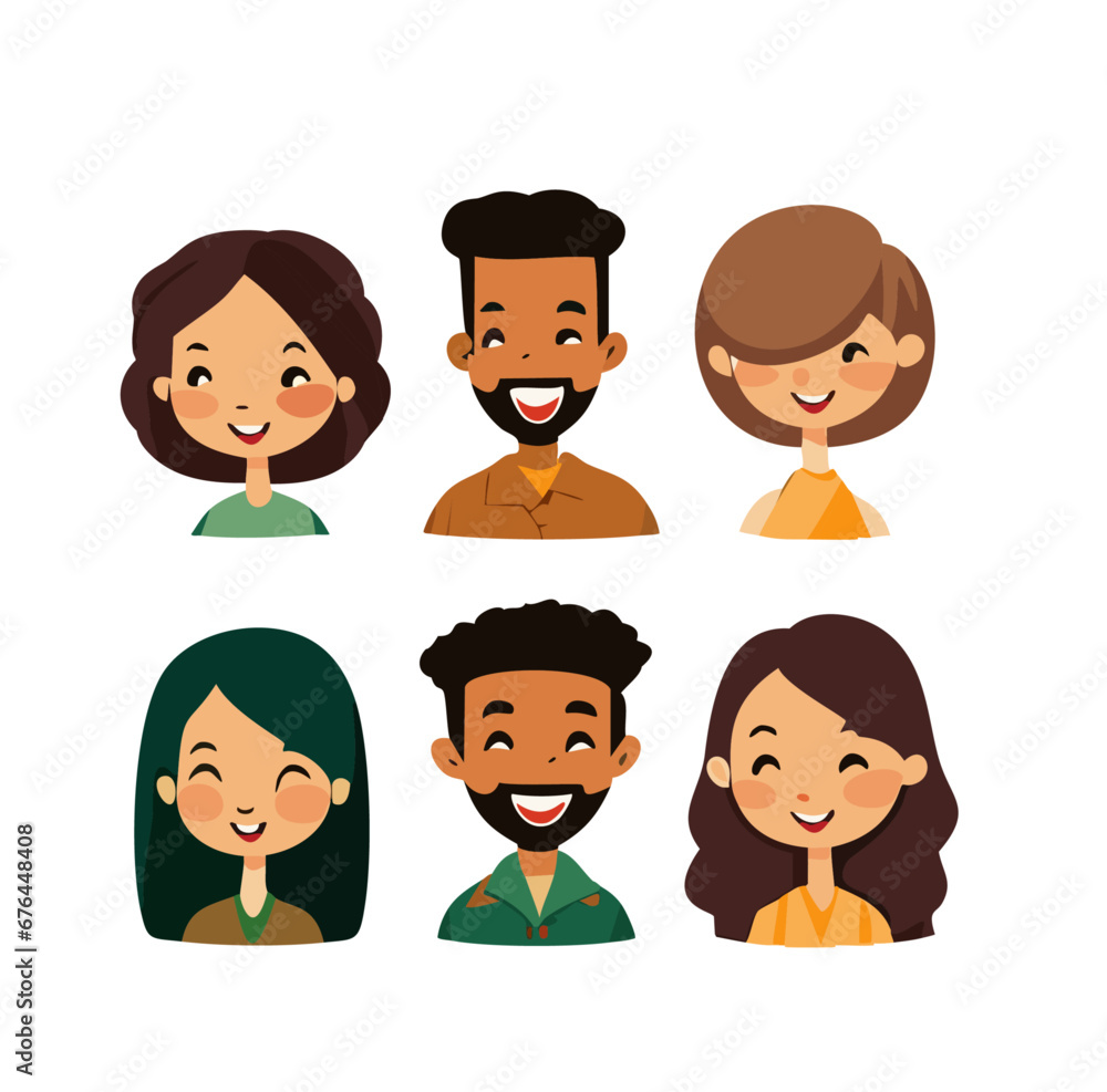 set of funny cartoon people, vector. set of funny cartoon people, vector.