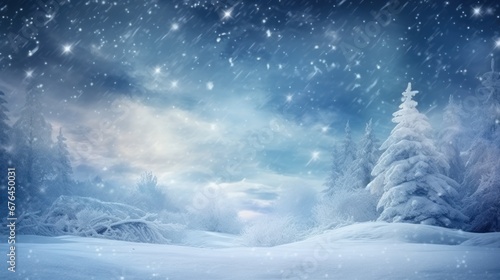 Winter Wallpaper, background breathtaking views and falling snowflakes © Damian Sobczyk