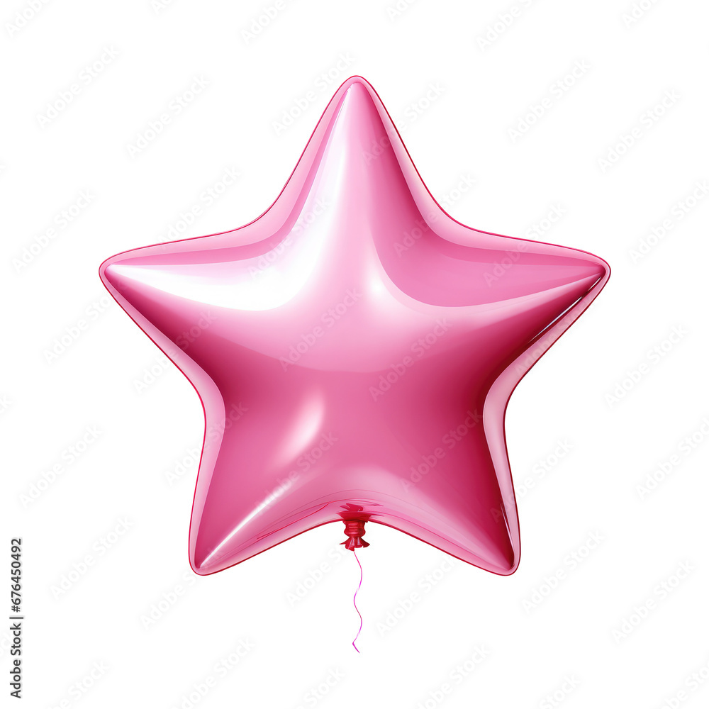 pink star helium balloon. Birthday balloon flying for party and celebrations. Isolated on white background. pink star helium balloon. Birthday balloon flying for party and celebrations. Isolated on white background.