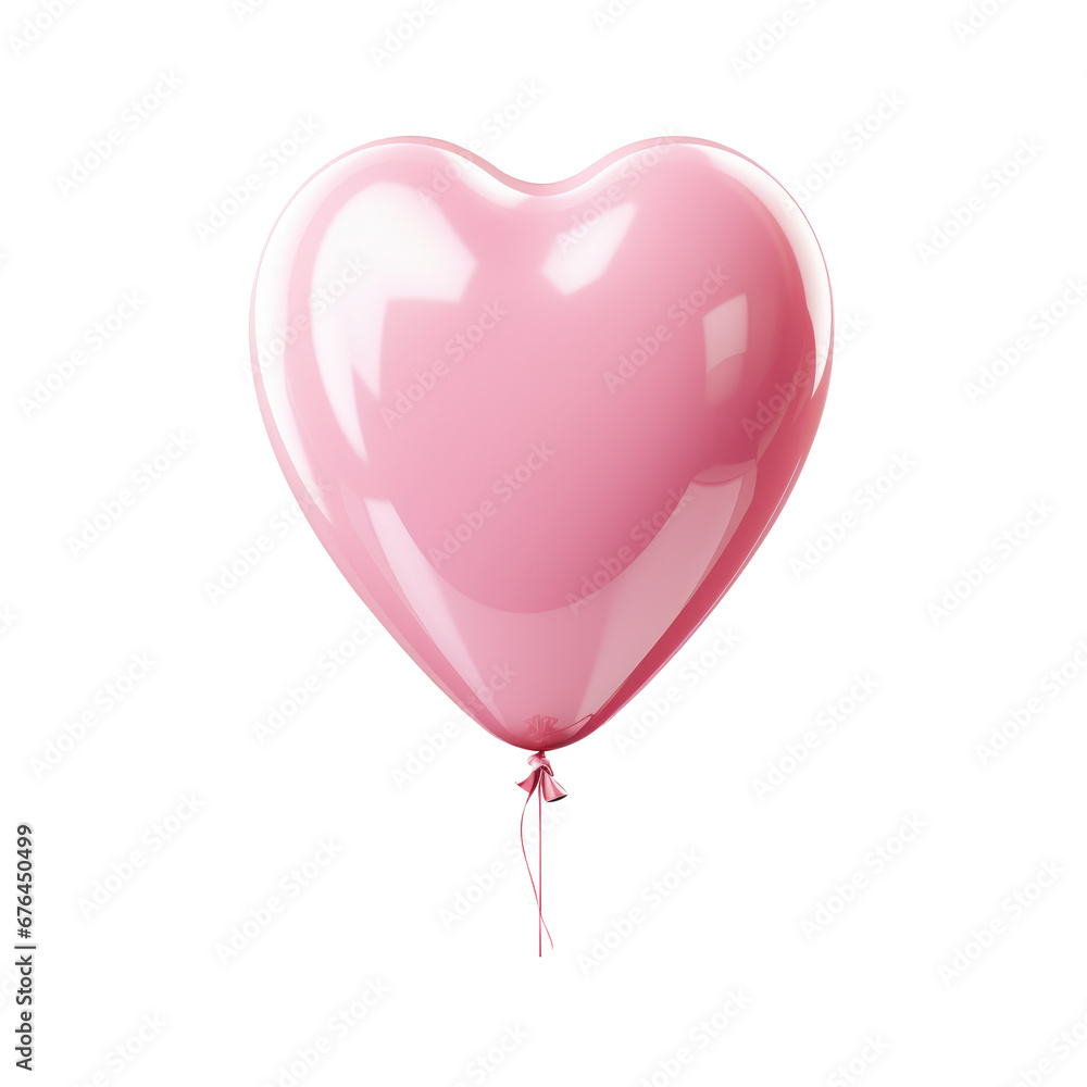 purple heart helium balloon. Birthday balloon flying for party and celebrations. Isolated on white background.