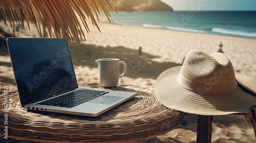 laptop on the beach