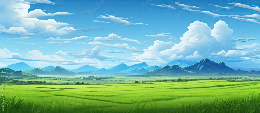 In the summer as I travel through the picturesque landscape I am captivated by the lush green grass the breathtaking mountain views and the vibrant blue sky reflecting on the calm sea remind
