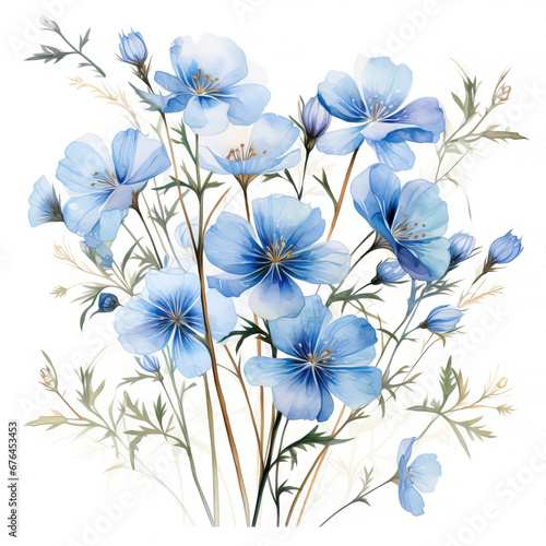 ilustração em aquarela de flores coloridas em borda larga - IA Generativa