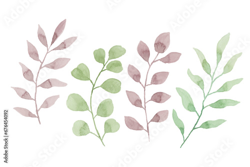 watercolor leaves illustration set - green leaf branches collection for wedding, greetings, stationary, wallpapers, fashion, background. olive, green leaves, Eucalyptus etc
