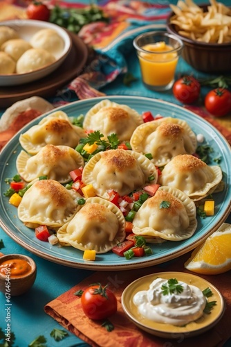 A variety of dumplings on a cutting board