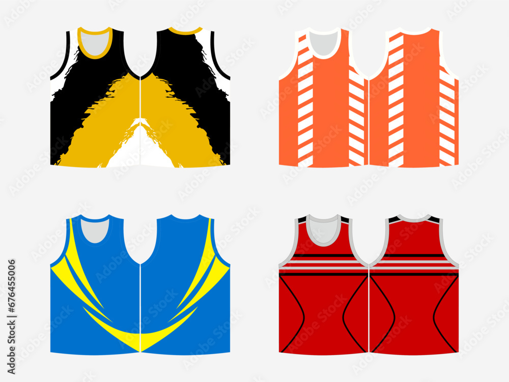 Fototapeta premium SPORTS AUTHLETIC SINGLET PACK OF 4 ARTWORK MOCKUP LATEST DESIGNS