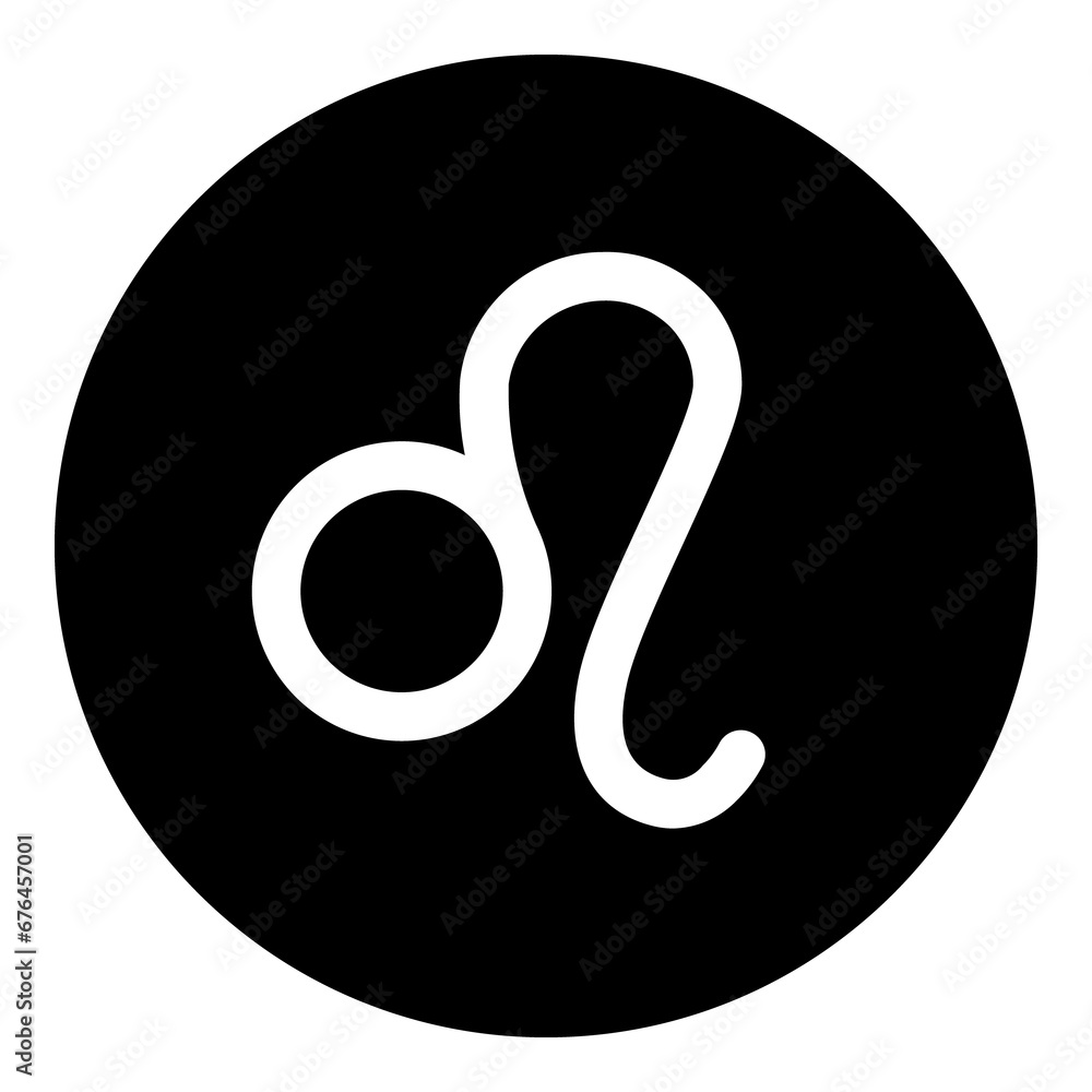 A zodiac leo symbol in the center. Isolated white symbol in black circle. Illustration on transparent background A zodiac leo symbol in the center. Isolated white symbol in black circle. Illustration on transparent background