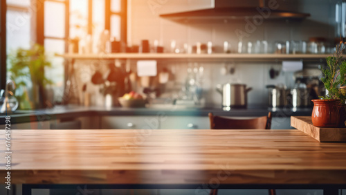 Blurred Kitchen Mockup Template in Modern Setting