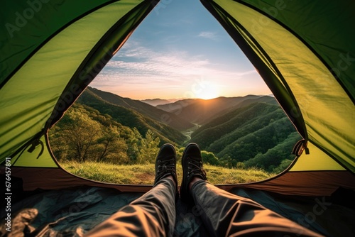 Sunset views from a mountaintop tent