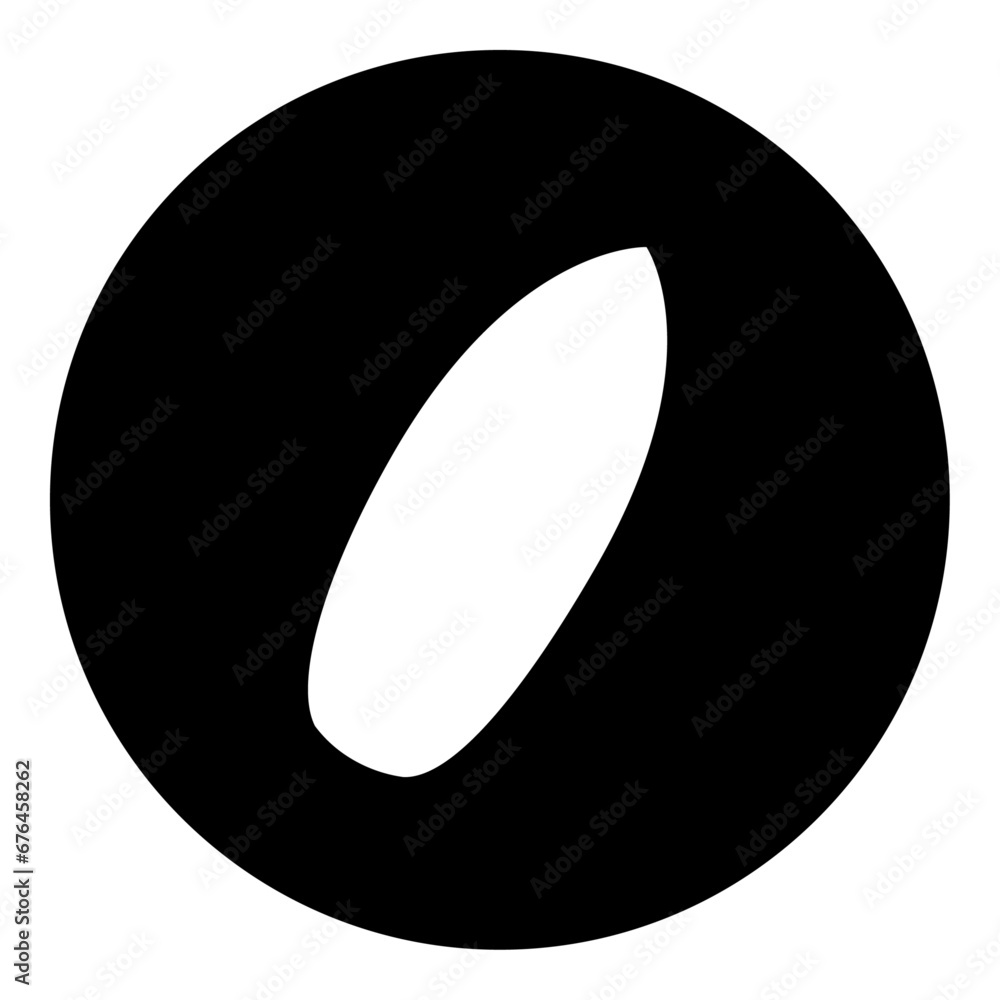 A surf board symbol in the center. Isolated white symbol in black circle. Vector illustration on white background A surf board symbol in the center. Isolated white symbol in black circle. Vector illustration on white background