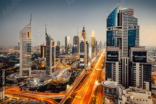 Photography the skyline of dubai at night