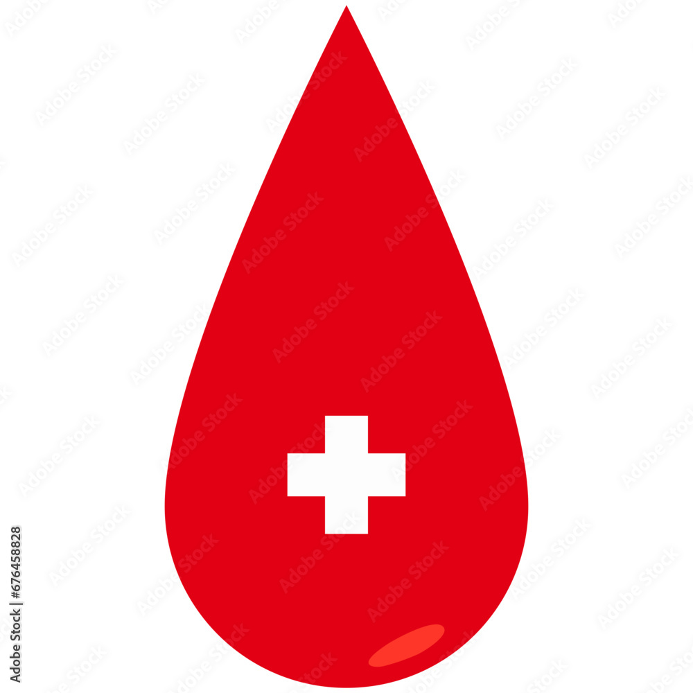 blood drop with white cross inside, medical symbols, donation blood, charity, help people, flat design