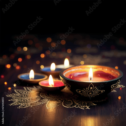Diwali illustration with lit background